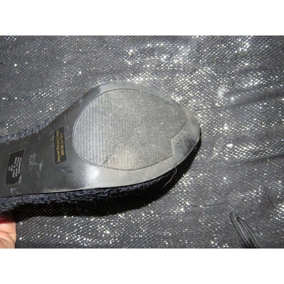 Guess Black Leather & Lace Mesh Platform Stiletto Pumps sz 9.5 - Picture 9 of 10